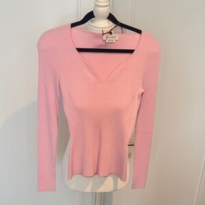 NWT Alexander McQueen Pink Ribbed V-Neck Sweater